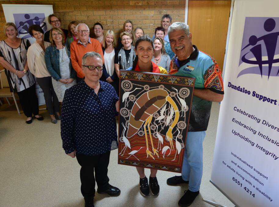 Art love: Dundaloo CEO Shelly Sabey, Faith Saunders and Russell Saunders OAM. 