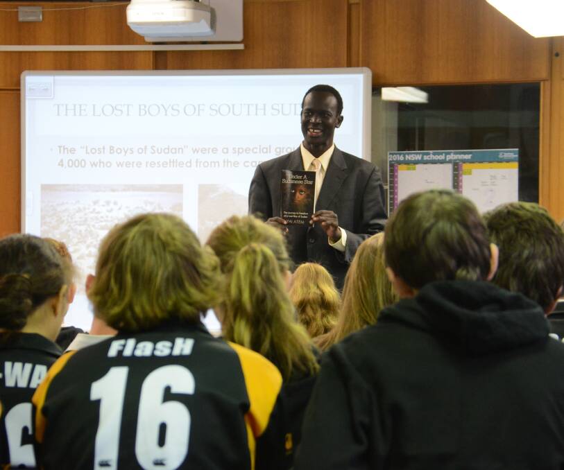 Transfixed: Taree High School students listen intently to Mr Atem's life story, chronicled in his book Under a Sudanese Star.

