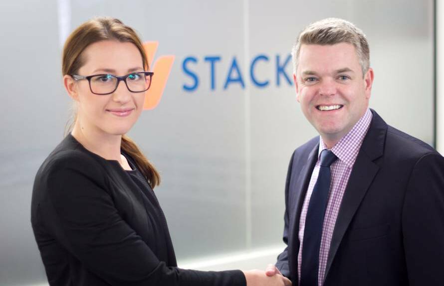 Sophie Lee is welcomed to Stacks Law Firm Taree by managing director Justin Stack.