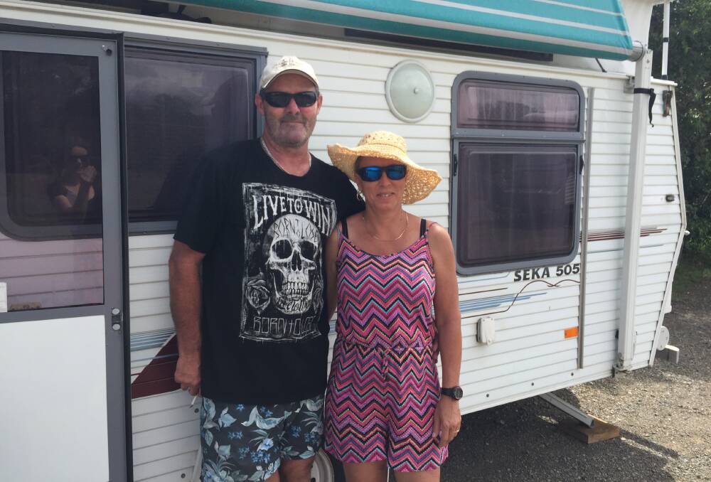 Campers at Wingham Riverside Reserve Scotty and Tanya Johnston from Bonnells Bay in Lake Macquarie. They say they love the camping area but said it would benefit from the installation of showers. 