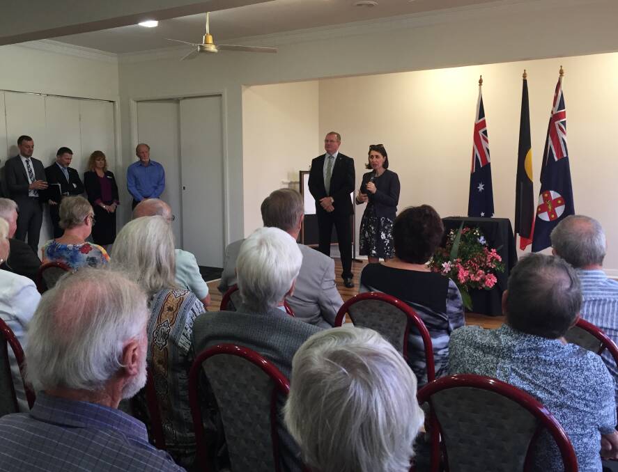Question time: NSW Premier Gladys Berejiklian speaking to an audience of local residents invited to a special event at Wingham Golf Club.