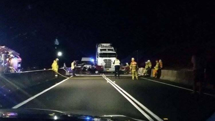 The Pacific Highway was blocked for over five hours while emergency services dealt with the incident. CLICK THE PHOTO FOR THE FULL STORY