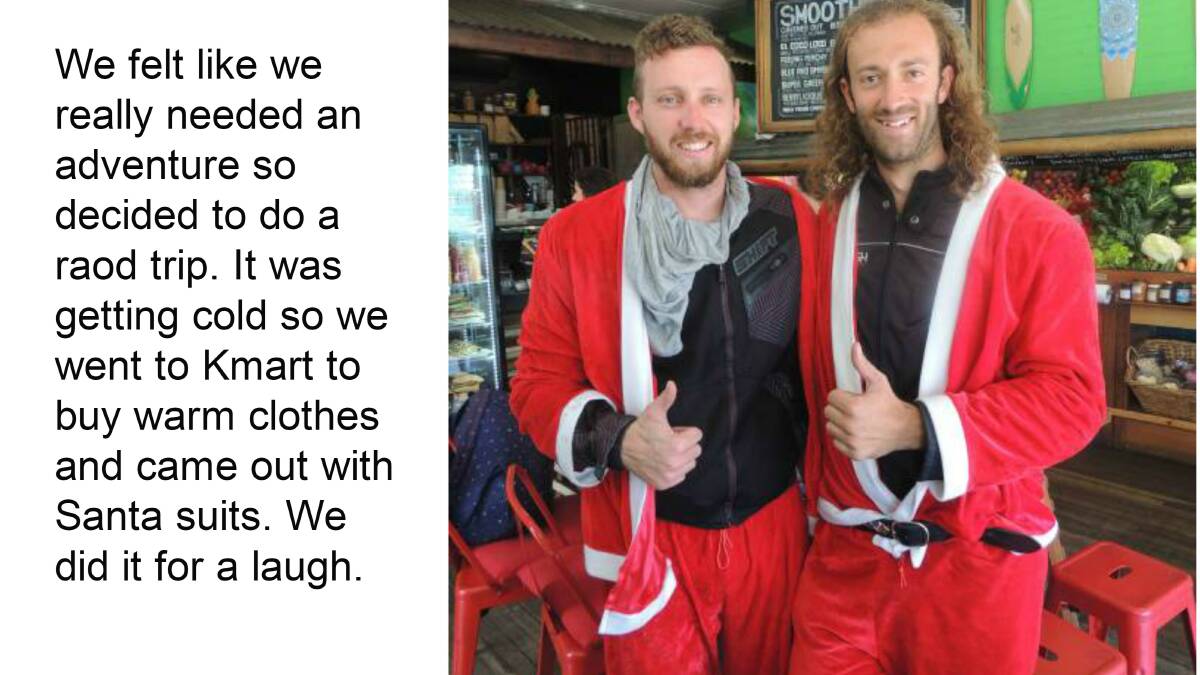  Ryan Condon and Karim Kaufman from Byron Bay drop in to the Green Room cafe in Crescent Head. CLICK THE PHOTO TO READ THE FULL STORY