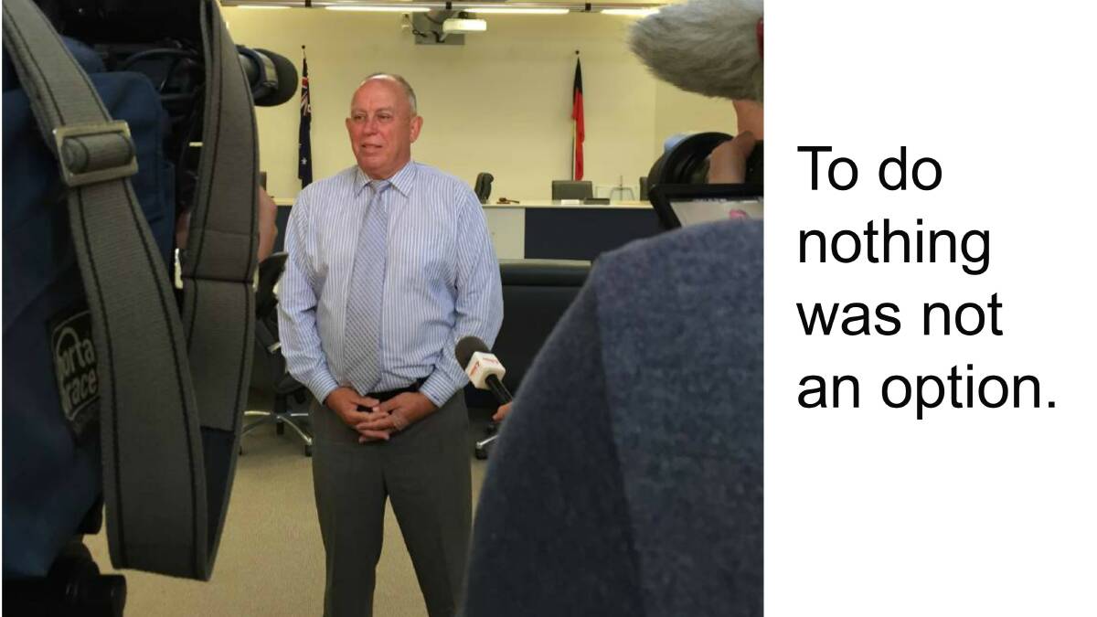 John Turner speaks to the press after the announcement a request to consider dissolving MidCoast Water would be put to the Minister. CLICK THE PHOTO TO READ THE FULL STORY