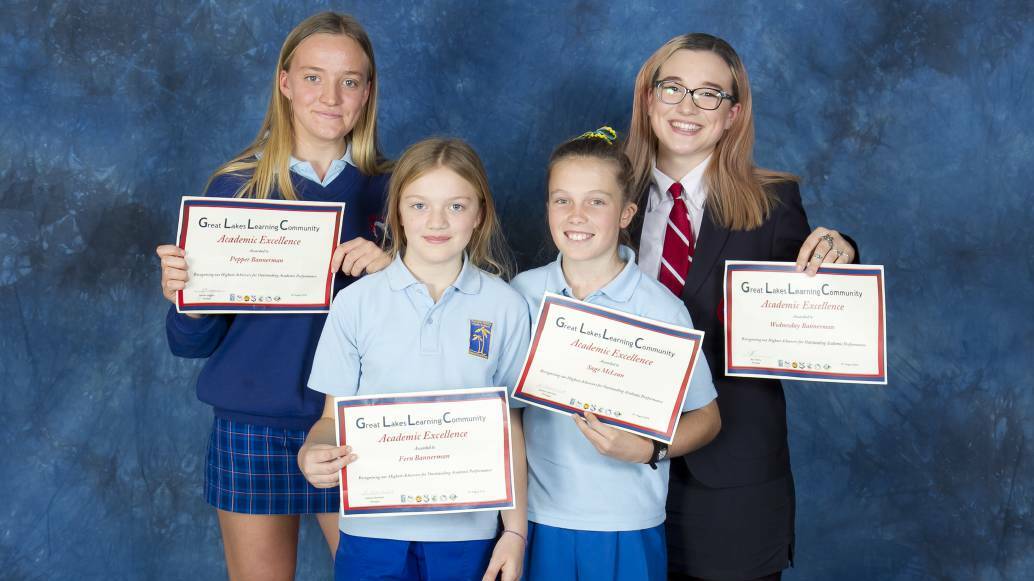 Pepper Bannerman, Great Lakes College, Forster campus, Fern Bannerman, Pacific Palms Public School, Sage McLean, Pacific Palms Public School and Wednesday Bannerman, Great Lakes College senior campus, Tuncurry