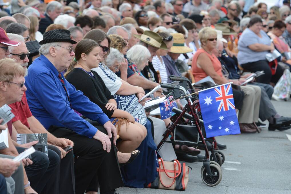 Up to 2000 people gathered in Taree to attend the Anzac Commemoration Service. All eyes turned to the sky as a 76 Squadron Hawk jet flew above Victoria Street.