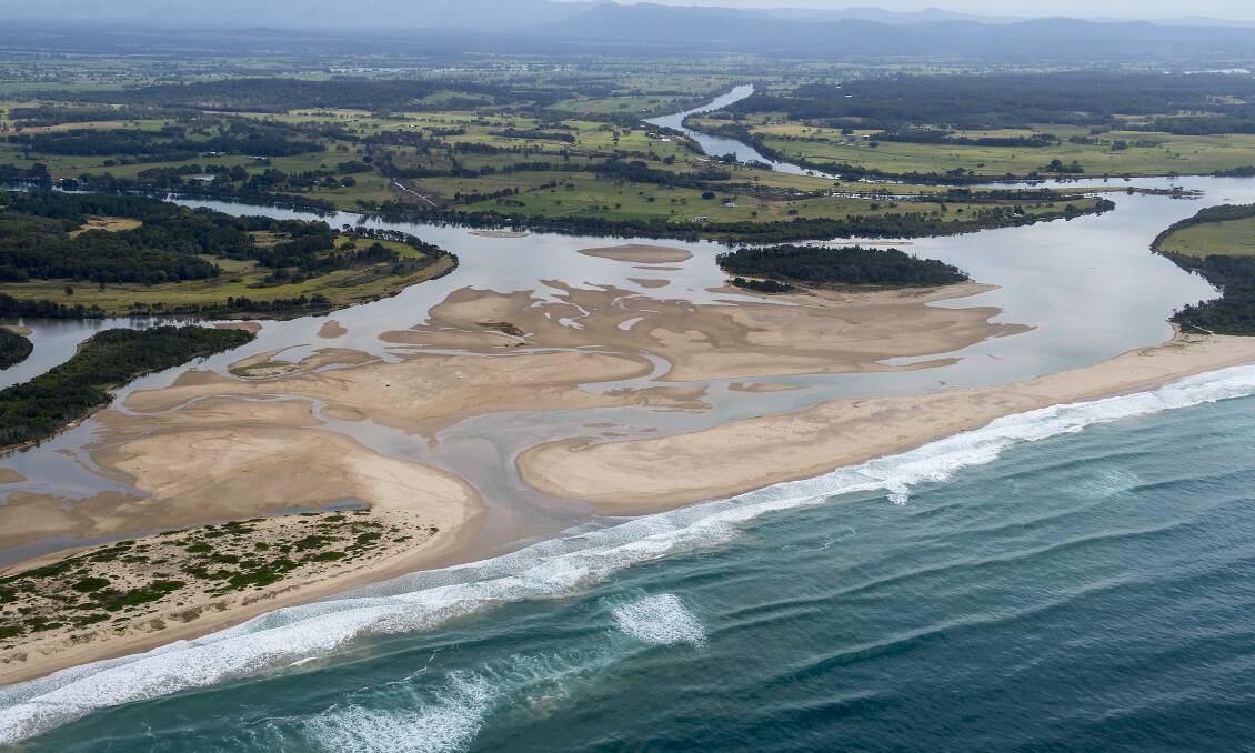 Blocked: Sand shoals at Farquhar Inlet restrict access and flow to the Manning River at its Old Bar entrance. Ashley Cleaver of Cleavers Images took this photo of the inlet on October 8.