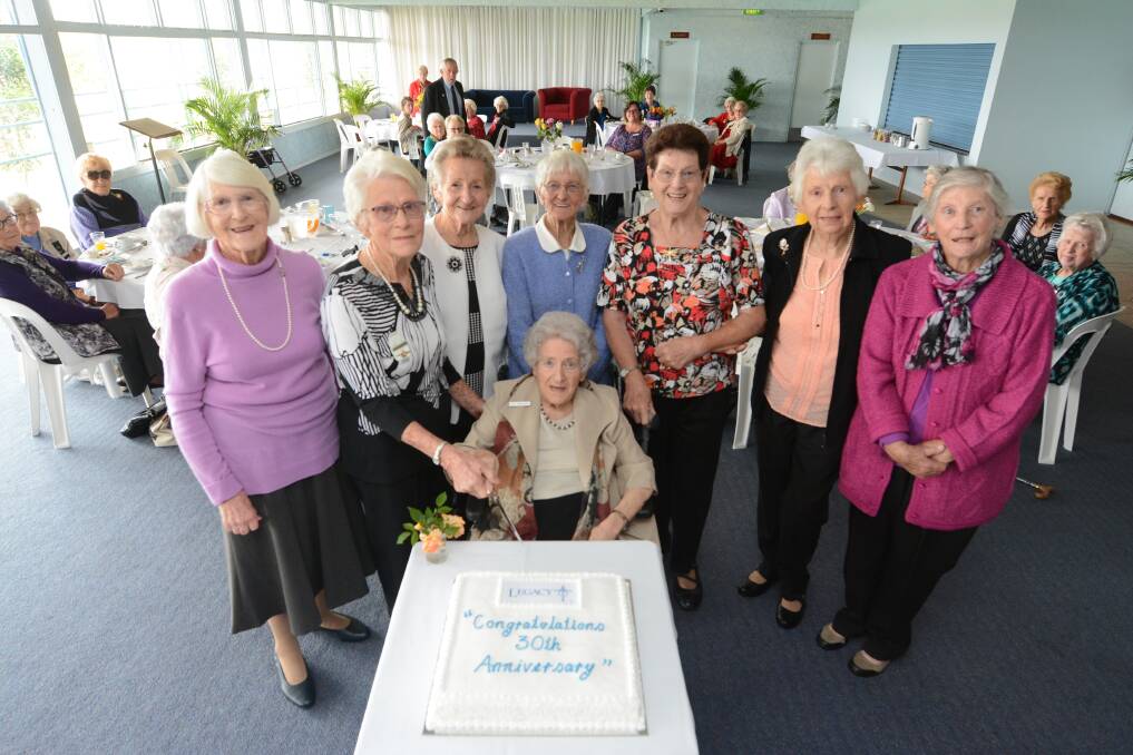 Past presidents of Taree Legacy Laurel Club celebrate its 30th anniversary. Nita Middlemiss (seated) is surrounded by past presidents (from left) Lorna Walker, Ruby Riley, Betty Henry, Pat Austin, Sheila McMasser, Roma Woolnough and Noelle Bradley.