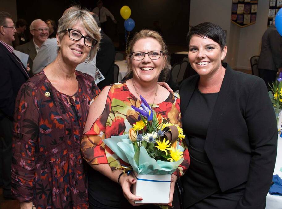 Belinda Crossingham (right) is currently leading the Manning for Mid Coast candidate poll. She is pictured with Denise Hryzak and Janet Byrne at the recent Rotary Club of Taree North 50th anniversary dinner. Photo: Cleavers Images.