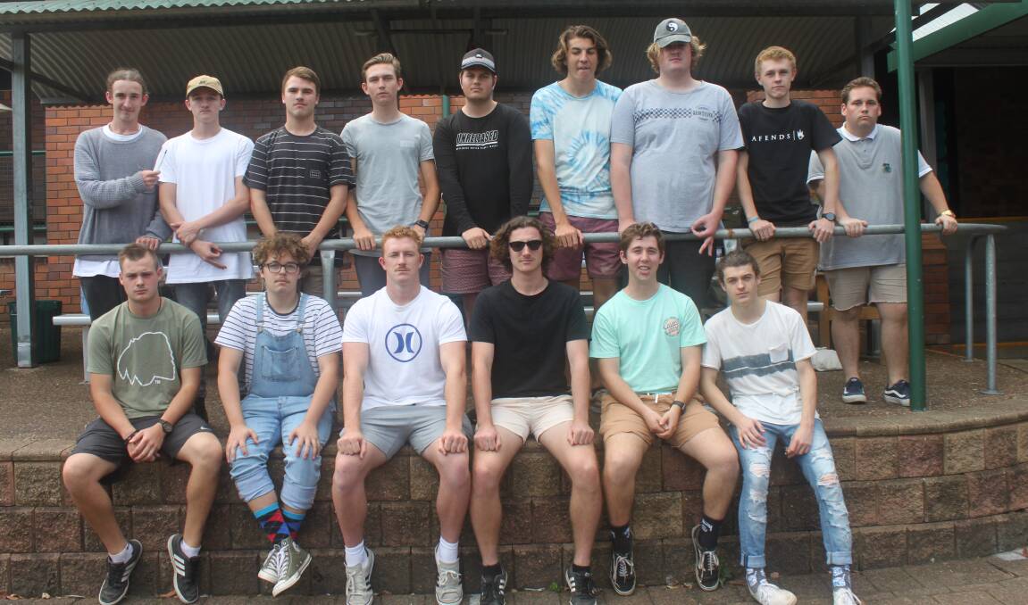 Fifteen of the 22 'Mo Bro's' at St Clare's High School.