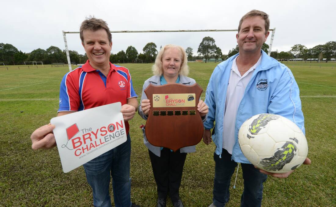 Warren Steedman, Bryson Challacombe's mum Lisa Ruprecht, and Mark Woodward at the challenge in 2013 which raised $50,000 for Redkite. It is hoped the 2017 challenge can exceed this figure..