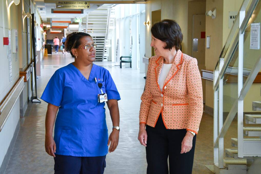 Follow your dreams: Registered nurse Amy Thompson and Port Macquarie MP Leslie Williams talk about nursing. Photo: Ivan Sajko
