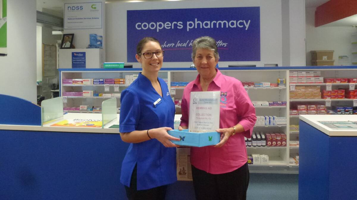 Drop off point: Jessica Hume of Coopers Pharmacy in Manning Mall with Taree Quotarian Dawn Beer.