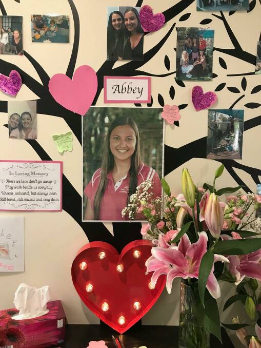 Tragedy: Cuddlepie has decorated a wall as a tribute to Abbey Stephen. Photo: used with permission of Cuddlepie Early Childhood Learning Centre
