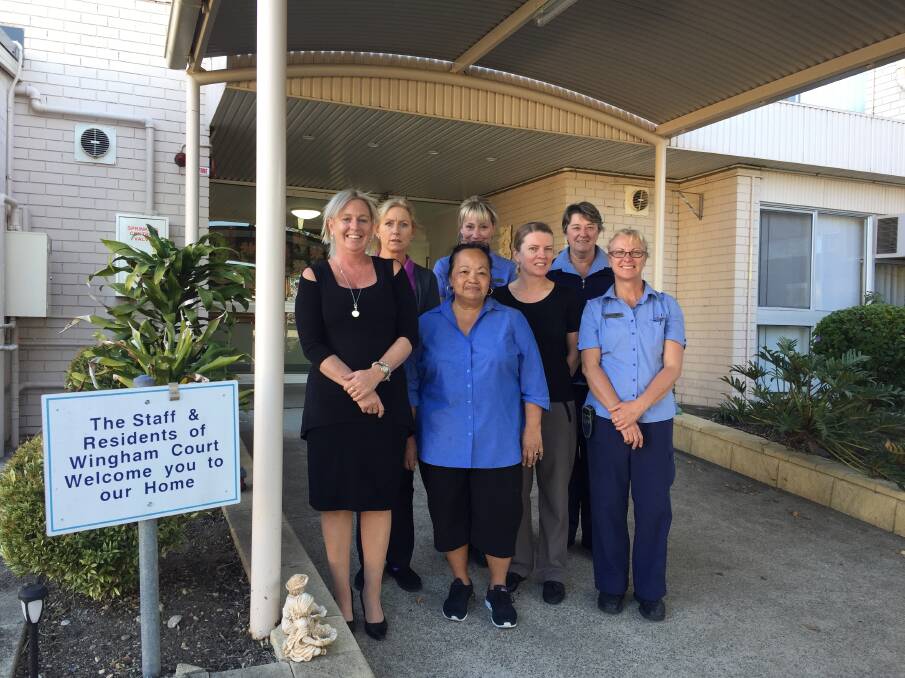 Happy employees: Whiddon Group Wingham director care services Leonie Burke with employees Karen Dodds, Adele Pereira, Sigrid Jonsson, Deb Mayers, Nola Pereira and Colleen Ryan. Photo: Julia Driscoll
