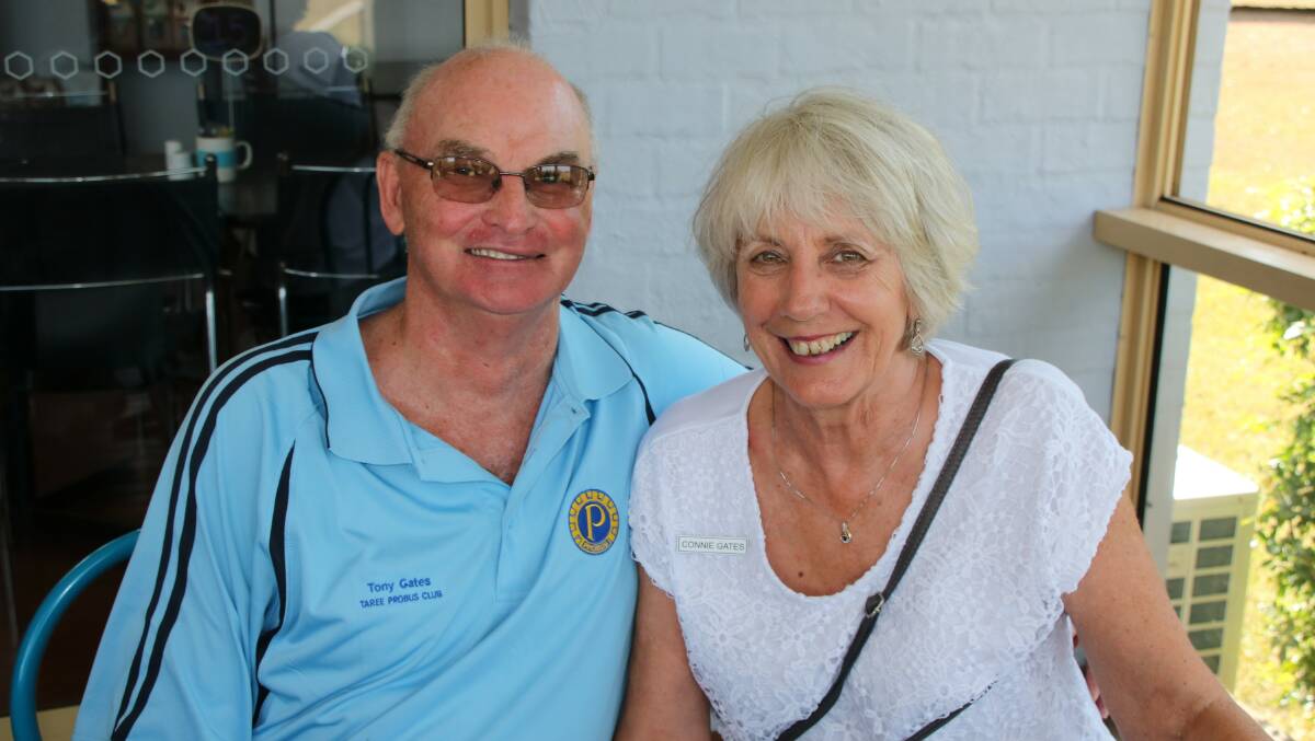Tony and Connie Gates at the Sass at Bowers morning tea with Taree Probus. Photo: submitted