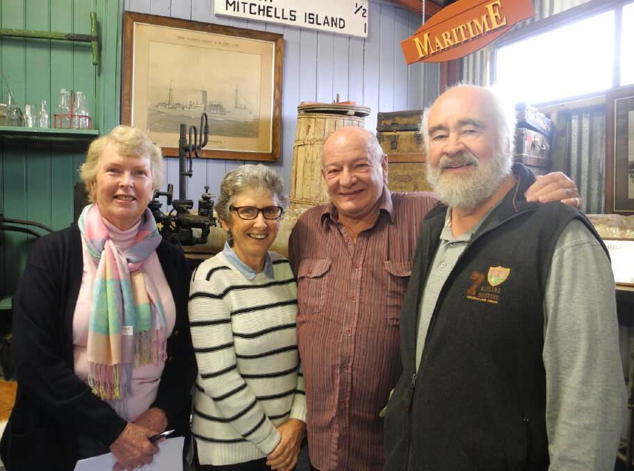 Winning volunteers: Manning Valley Historical Society president Barbara Waters, Robyn Greenaway, museum curator Terry Tournoff and Bob Berry at the Wingham Museum maritime exhibition which comprises part of the winning online exhibition. Picture: Julia Driscoll.
