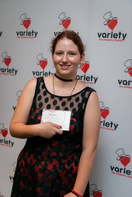 On the red carpet: Jasmine Chamberlain's Variety scholarship was sponsored by Future Generation Investment Company. Picture: by permission of Justin Worboys