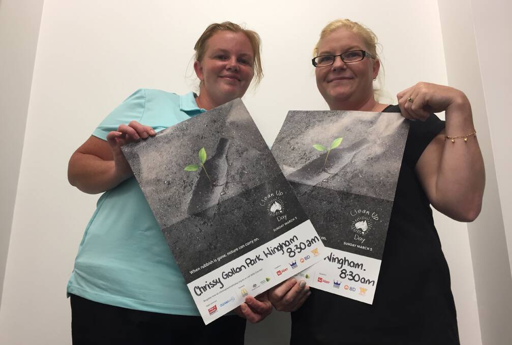 Helping the community: Crystal Humphreys and Heidi Eijkman are organising the clean up at Wingham's Chrissy Gollan Park and inviting the community to participate.