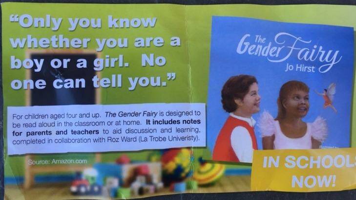 The Australian Christian Lobby election flyer featuring Jo Hirst's book <i>The Gender Fairy</i>. Photo: Supplied