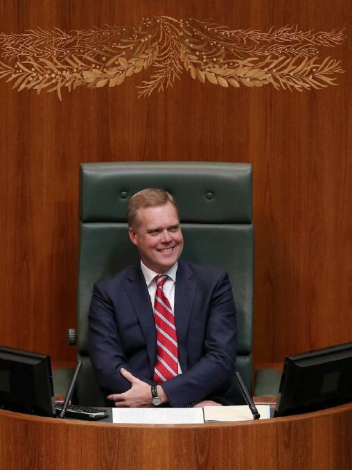 Speaker Tony Smith in the Speaker's chair, at Parliament House in Canberra on Monday 10 August 2015. Photo: Alex Ellinghausen Photo: Alex Ellinghausen