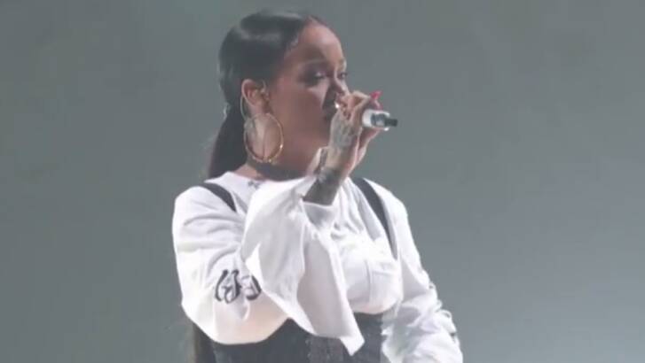Rihanna performs at the Global Citizen festival. 