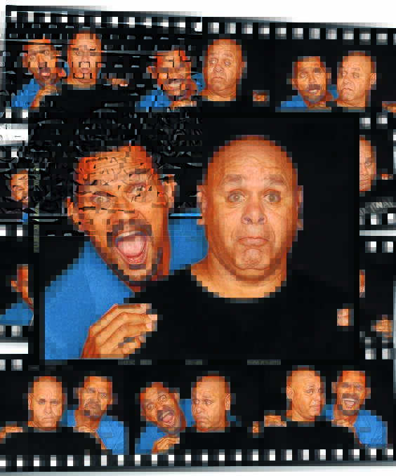 Andy Saunders and Kevin Kropinyeri ham it up for the camera. Photos by Scott Calvin. Image design by Carl Muxlow.
