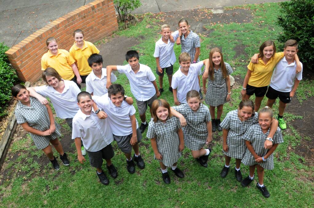 Taree High's twin sets: (Back row) Abby and Zoe Ladmore, Bree and Drew Pensini, Harrison and Renae Wesley, (middle) Oshen and Sage Stewart, Samuel and Benjamin Moss, Zoe and Daniel Stevens, (front) Hayden and Callum Jones, Allie and Sarah Hudson and Bree and Chloe Pollock. 
