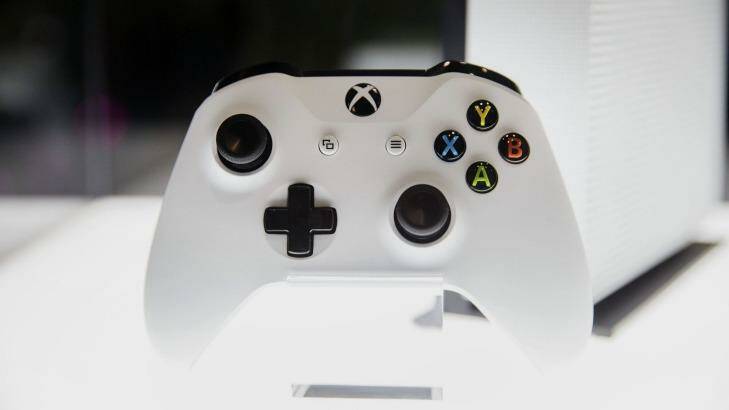The Microsoft Corp. Xbox One S controller on display during the E3 Electronic Entertainment Expo. Photo: Patrick T. Fallon