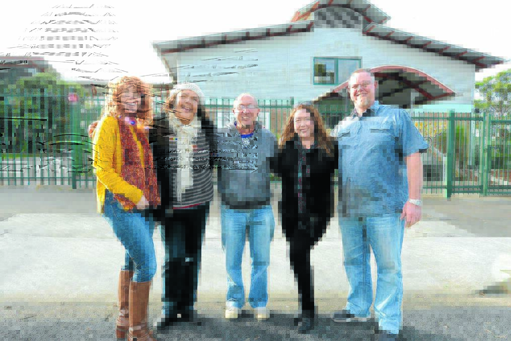 Organising committee Carol Johnston, Danielle Volkers, David Mayers, Leah Toohey and Jeff Brown out the front of Chatham High. Committee member Brad Christensen is absent.
