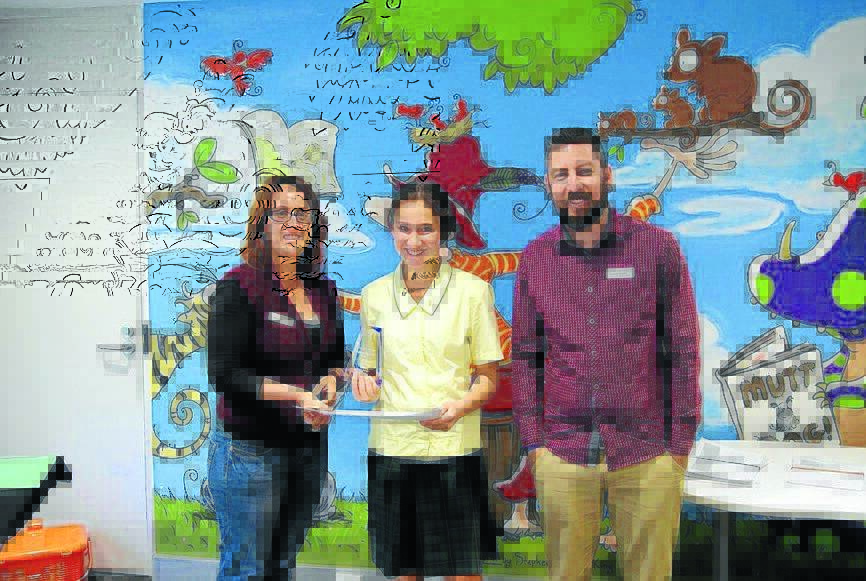 Youth award winner: Greater Taree City Council (GTCC) library events co-ordinator Danielle Old, winner of the Manning in Rhyme Poetry Competition youth award Abbey Last and GTCC youth engagement officer Russell Ingram.