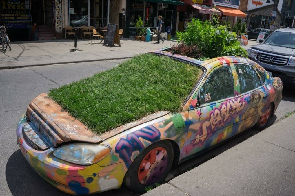 Green machine: The garden car at Kensington Market, Toronto.