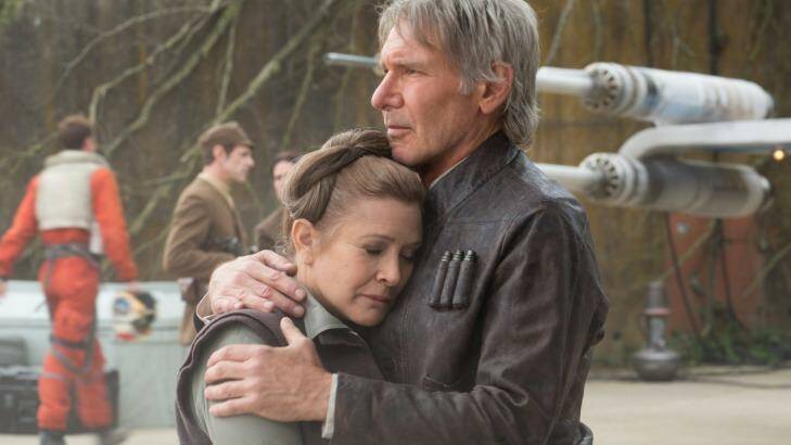 Older versions: Carrie Fisher and Harrison Ford in <i>The Force Awakens</i>. Photo: Lucasfilm