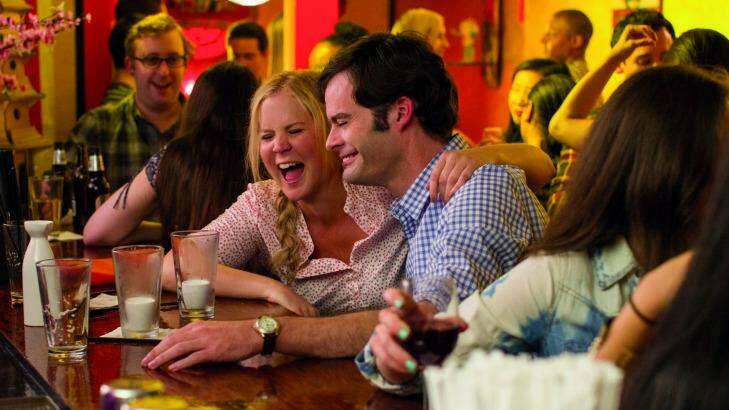 Amy Schumer and Bill Hader in the film Trainwreck. Film still supplied by Universal.