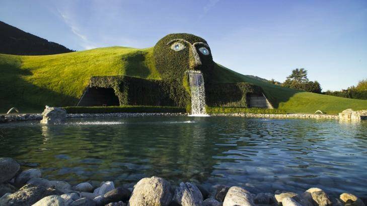 Fun theme: The green giant that conceals the entrance to Swarovski Crystal Worlds. Photo: Swarovski Crystal Worlds
