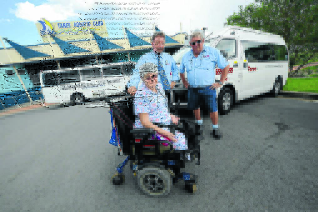 Taree Aquatic Club (Sailo's) CEO Richard Moore, taxi driver Ted McKellar and Paule Jarvis are unhappy about the placement of bollards in front of the club.