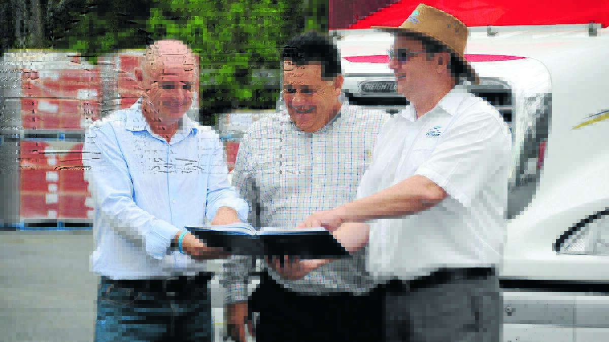 Economic development officer Steve Attkins, Manning Valley Business Chamber president Geoff Jackson and Greater Taree City Council general manager, Gerard José at December’s announcement of federal funding for the gateway.
