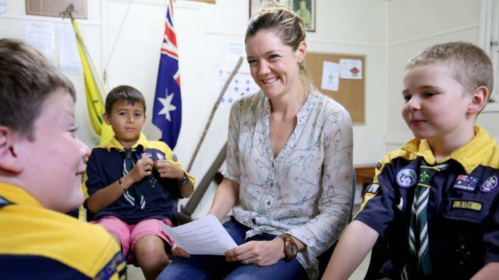 Dr Jess Baker, with kids in a focus group on dementia. Photo: Supplied