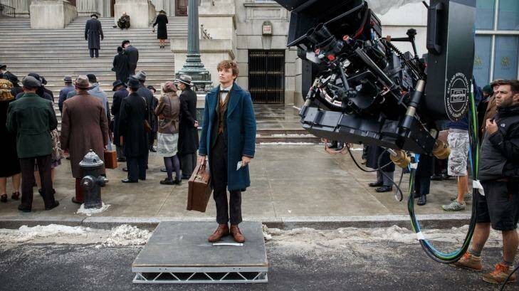 Eddie Redmayne during filming of the new Harry Potter spin-off.  Photo: Jaap Buitendijk