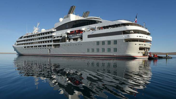 Ponant ship Le Soleal on its Magic of Maluku and Melanesia cruise. Photo: Nathalie Michel