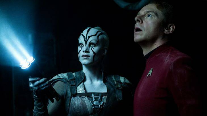 Beam me up: Sofia Boutella as Jaylah and Simon Pegg as Scotty in <i>Star Trek Beyond.</i>