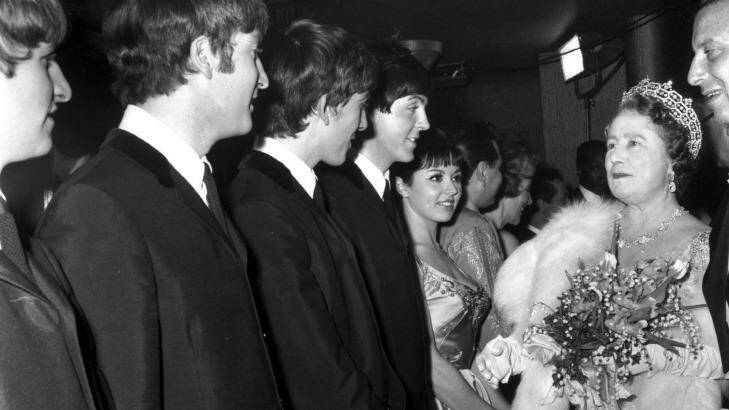 Those were the days: The Queen Mother talks to the Beatles after a Royal Variety Show.