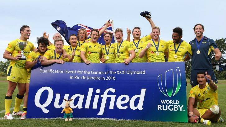 The Australian men's sevens team booked its ticket to the Rio Olympics with a win at the qualifying tournament in Auckland. Photo: Simon Watts