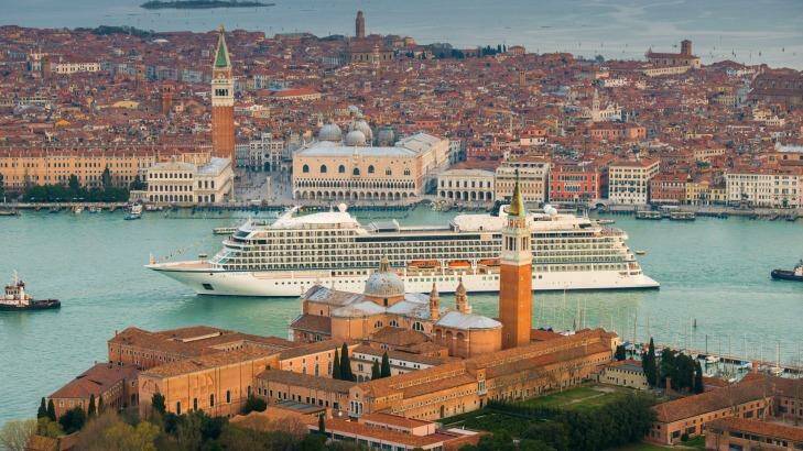 The Viking Sea's maiden voyage, sailing out of Venice. Photo: Supplied