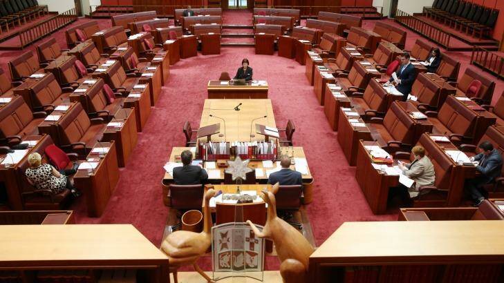 Senator Zed Seselja speaks in the Senate. Photo: Andrew Meares