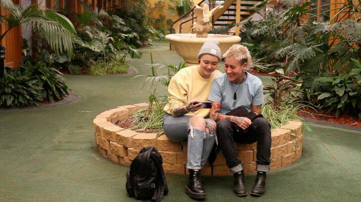 Jetstar discrimination
Cat Franke, 23, has dark hair, a shaved head and lots of tattoos.Julz Evans, 26, has short blonde hair and is wearing yellow in all of the pictures. photo supplied