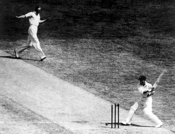 JAN 1933:  Don Bradman is out for a duck during the 2nd Test against England in the controversial Bodyline tour at the MCG in Melbourne, Australia. On 26 Feb 2001 it was announce that Bradman had died. Mandatory Credit: ALLSPORT HULTON/ARCHIVE/ALLSPORT