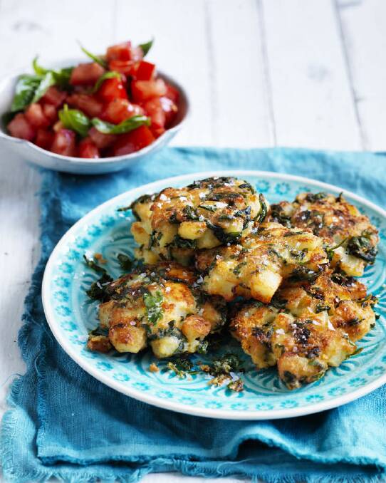Neil Perry's spinach and feta cakes <a href="http://www.goodfood.com.au/good-food/cook/recipe/spinach-and-feta-cakes-20130701-2p65x.html"><b>(RECIPE HERE).</b></a> Photo: William Meppem