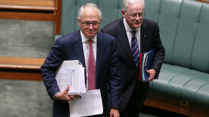 Prime Minister Malcolm Turnbull and Minister for Trade and Investment Andrew Robb at Parliament House. Photo: Alex Ellinghausen
