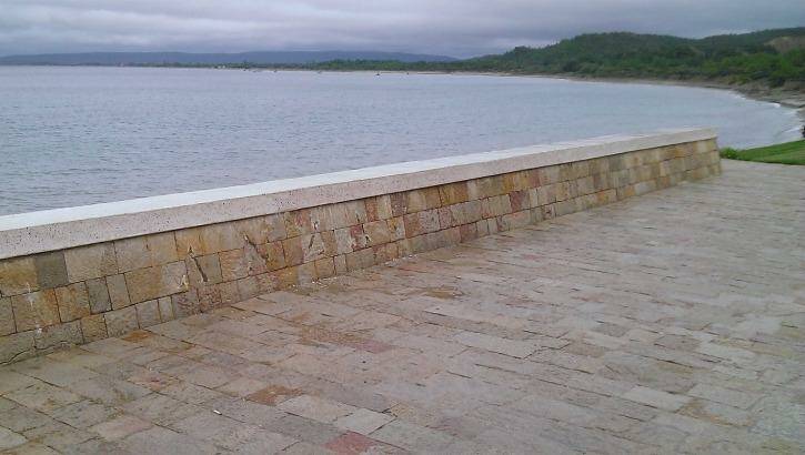 The wall at Anzac Cove in Turkey from where the metal letters were stolen. Photo: Department of Veteran Affairs.